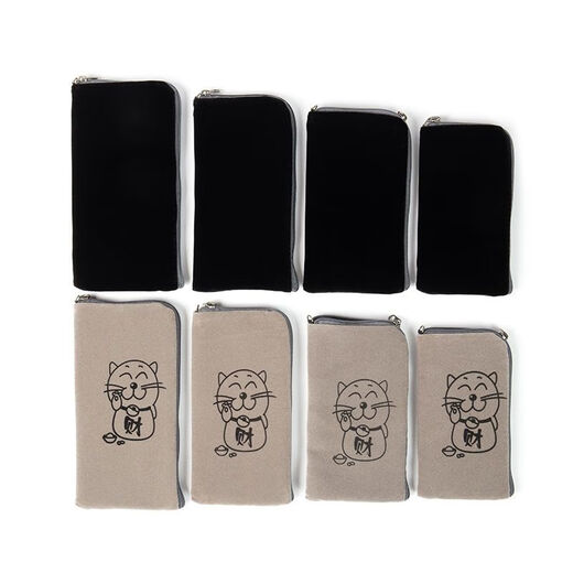 Beiyipin's new anti-fall and dust-proof mobile phone bag, small cloth bag for carrying thickened zipper hanging neck mobile phone set, black, 2 pieces, 7 inches