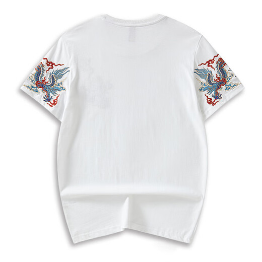 Denon Supreme kurzärmeligte T-Shirt für Männer und Frauen im Sommer chinesischer Stil Doppeldragon mit Perlen Pure Cotton Lose Lose großer Trendpaar T-Shirt T-Shirt T691 Weiße XL-Größe (Empfohlen 136-155 Jin [Jin gleich 0,5 kg]))