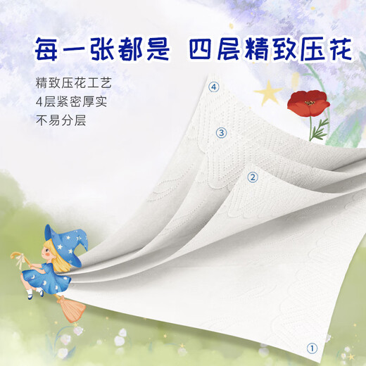 Blue bleached handkerchief paper 4 layers 7 pieces * 30 pack thickened facial tissue sanitary napkin flexible and portable out-source straight hair