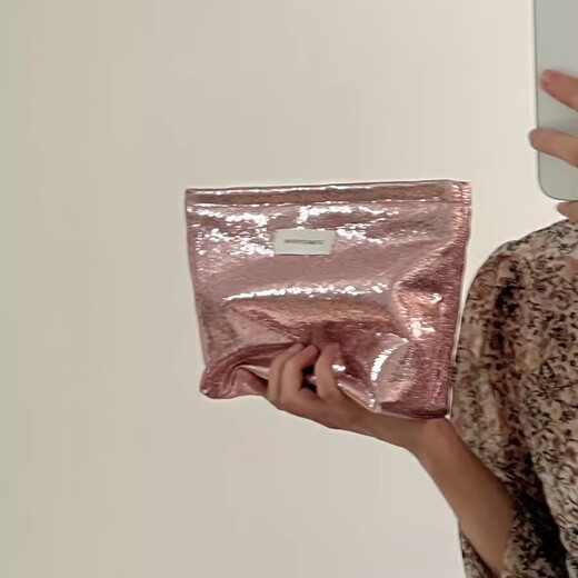 JD Logistics New Explosive Hand Cosmetic Bag Large Capacity Toiletries Bag Out Portable Storage Bag Explosive Toiletries Bag Silver