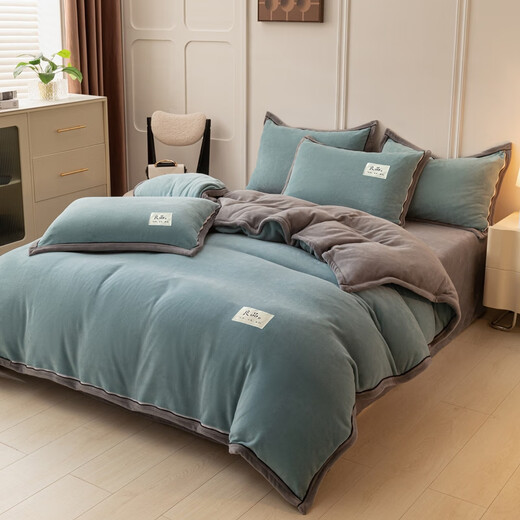Nanjiren quilt (NanJiren) quilt with thickened quilt in winter quilt with quilt cover removable and washable winter quilt double cover student dormitory Bentley blue + light gray (detachable and washable + quilt cover 1.5*2.0cm (quilt cover + quilt core) about 10 Jin [Jin equals 0.5 kg]