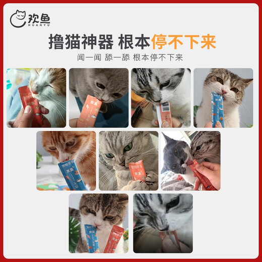 Huanyu Cat Snacks, Nutritional Hair Food for Adults and Kittens, Wet Food Mixed Flavor, Salmon Flavor丨15g*15 Count