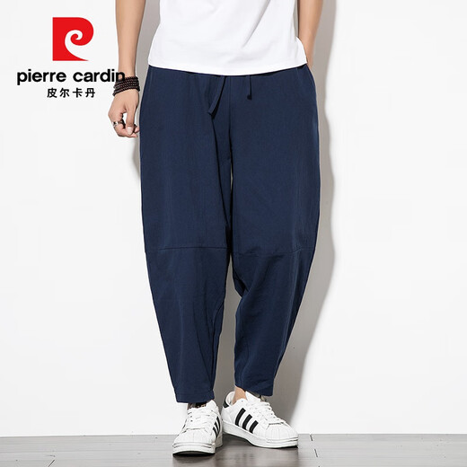 Pier Cardin Casual Hosen chinesischer Stil Frühling und Sommer Neue Männer lose große Baumwoll- und Leinen-Karottenhosen Harren Neun-Punkte-Hosen trendy und vielseitig schwarz xl 140-159jin [Jin gleich 0,5 kg]