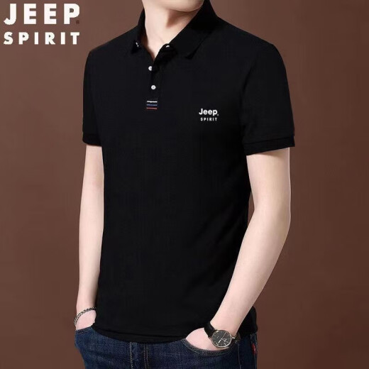 吉普（JEEP）宽松休闲夏季新款男士短袖T恤青年polo翻领商务半截袖上衣打底衫 8638蓝色 XL（125斤-140斤）