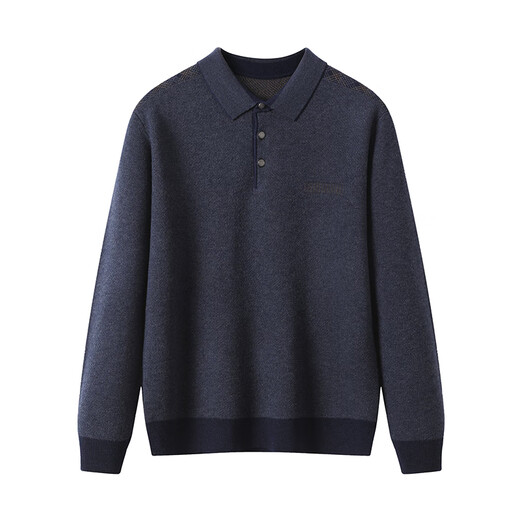 
Hengyuanxiang [100% wool] Long-sleeved T-shirt for men POLO neck sweater cardigan spring dad outfit thickened sweater men fengqing XL /180/96A