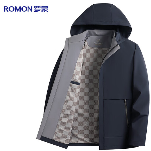 Romon windproof and anti-wrinkle jacket men's spring and autumn detachable hooded top business casual windbreaker jacket men's clothing