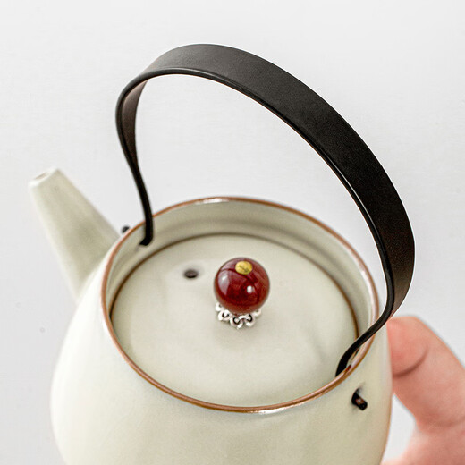 Qixuanyuan tea set, tea tray set, household small set, one pot, two or four cups, ceramic tea drinking teapot, Kung Fu tea cup, pillow moon rectangular tea tray + Ge Kiln teapot 2 cups