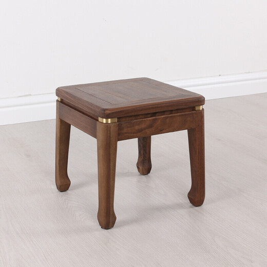 Yin Qingchun (YQC) solid wood square stool North American black walnut small square stool household shoe changing stool wood orange solid wood stool low stool wood bench coffee table stool North American black walnut