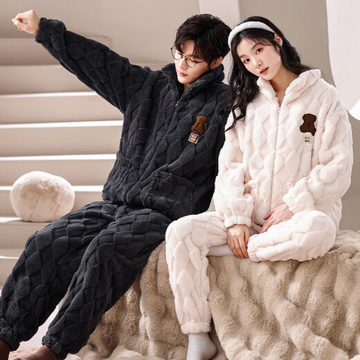 Sweet Orange Paar Pyjamas für Winter Männer und Frauen sowie samt verdickte niedliche Cartoon Koralle Velvet Pyjamas Strickjacken Hauskleidung kann außerhalb von BC6626 Paare getragen werden