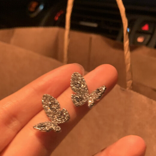 Bo Na Ling earrings for women niche pearl versatile earrings temperament light luxury high-end niche silver needle earrings birthday holiday gift silver full diamond butterfly earrings a pair