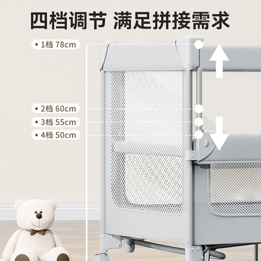 ULOP crib, removable splicing bed, multi-functional folding crib, newborn 0-3 year old baby cradle, cradle, installation-free, one-click folding, mosquito net with diaper table, Yunmeng, sleep-inducing artifact, post pictures, send spine-protecting coconut palm mattress