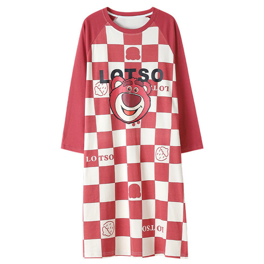 
Manzhizhuang spring and autumn long-sleeved nightgown for women's autumn pajamas cotton autumn and winter new internet celebrity style mid-length home clothing large size LX-16854 M