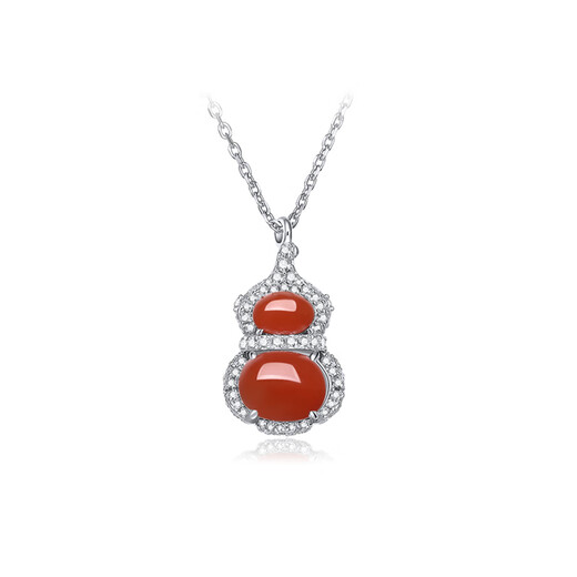 Muye Natural Colored Treasure 925 Silver Nanhong Necklace Calabash South Red Necklace Original Design Jewelry Chain Chain Calabash South Red Necklace