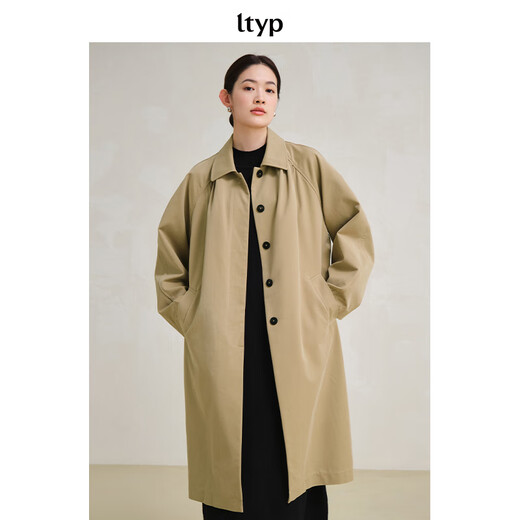 Оригинальные туристические продукты LTYP 270G Tianshi Хлопковая вертикальная ветерная куртка Универсальное повседневное покрытие средней длины для женщин Осень Классик Хаки М