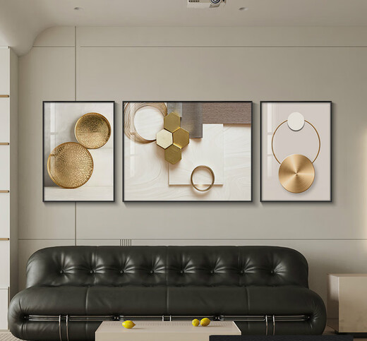 
CLCEY light luxury high-end modern simple Nordic Italian living room decoration painting high-end triple combination mural drawing [Wanxiang Rejuvenation] BY-15657 model 60*80*2+80*110 black frame crystal porcelain painting