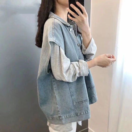无袖坎肩工装牛仔马甲女朋克ins学生朋克宽松bf风网红马夹外套潮SN0703 9901#蓝色 【收藏优先发货】 XL 建议130-145斤