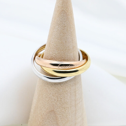 [Second-hand 99 new] Cartier Cartier TRINITY three-ring three-color gold ring small/medium classic pairing ring for men and women 99 new medium-sized model - single product - width 3.2 mm special counter price 15100 59 (National code 19)