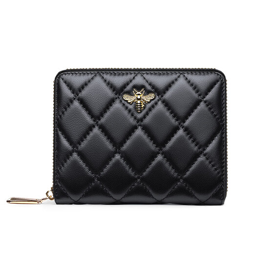 WILLIAMPOLO Emperor Paul Women's Card Pack Sheepskin 30 Card Position Anti-theft Brush Multifunctional Short Driver's License Pack Short Card Pack Black