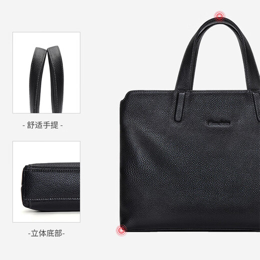 American bison briefcase men's handbag first-layer cowhide horizontal style 15-inch business computer bag men's high-end and practical