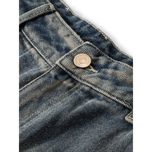 GXG男装2024年宽松阔腿牛仔裤男蓝色185/XXL