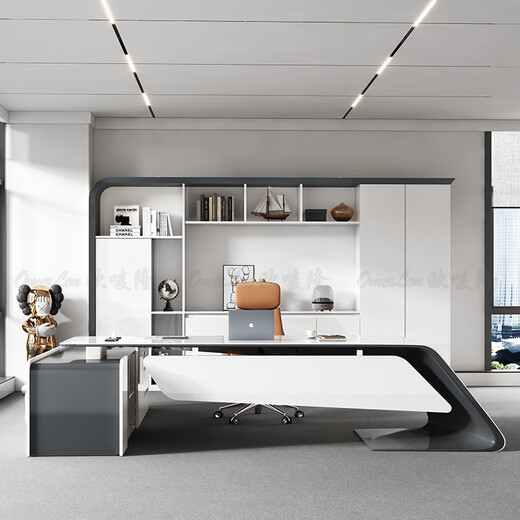 Ou Malong light luxury paint boss desk creative desk president leadership executive desk modern medical beauty fashion desk white 2.8 meters desk + office chair