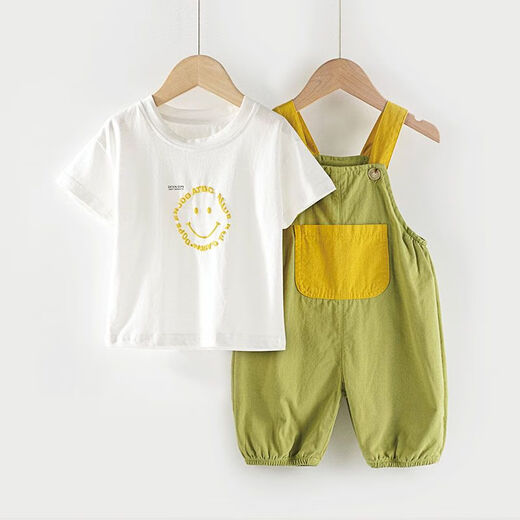 Baby overalls for summer, infants and young children's pants, boys and girls, cropped pants, fashionable new style, yellow breathable 80cm