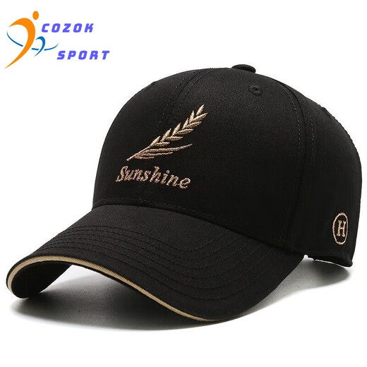 COZOK Hat Men's Baseball Cap Spring and Autumn New Casual Outdoor Sports Peaked Hat Trendy Brand Women's Fashion Wheat Hat Black Wheat Style Adjustable (54-59CM) Men and Women Can Wear