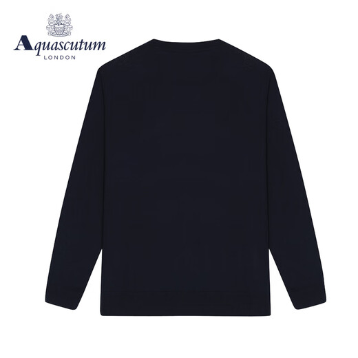 AQUASCUTUM/雅格狮丹秋冬新品男士保暖绵羊毛圆领针织衫Q4867EI071 深蓝色39 S