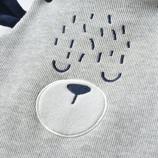 Auro Mesa baby clothes for spring and autumn boys and girls pure cotton cartoon bear overalls cute one-piece overalls light gray 90cm/1-2T