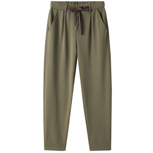 MARKLESS casual pants men's autumn and winter hanging easy-to-maintain smart pants four-sided elastic versatile simple trousers 4855 apricot green 30