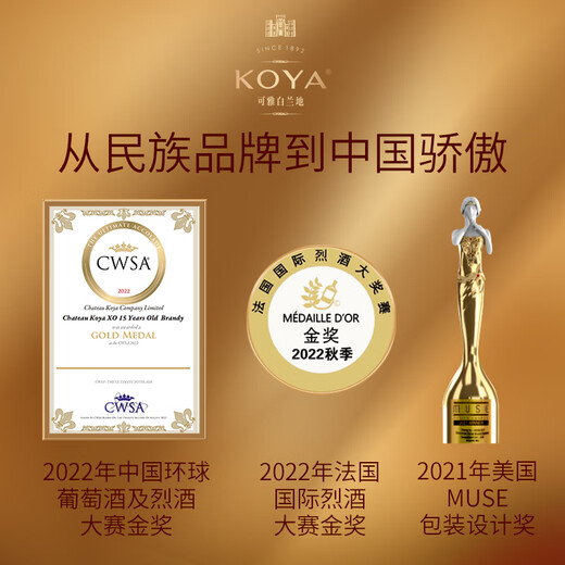 张裕 可雅白兰地 桶藏15年XO 650ml 单瓶装 洋酒 礼盒送礼