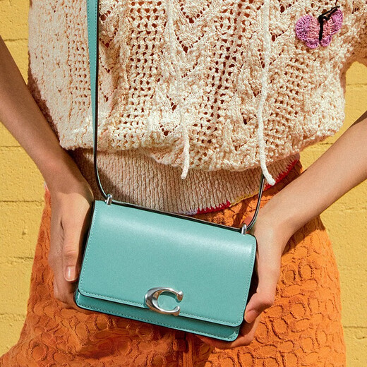 Coach Bandit Crossbody Damen Crossbody Bag Einfacher und modisches Flip-On-Umhängetasche Geschenk CD724 Blau Grün
