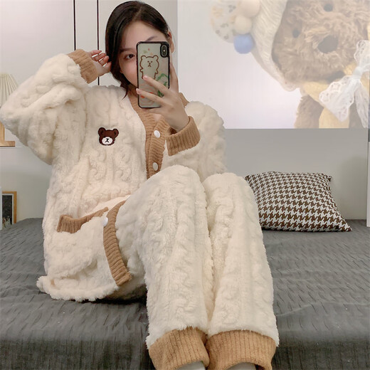 
Ou Luxi confinement last year, flannel thickened and fleece breastfeeding pregnant women's pajamas in winter, coral velvet warm postpartum feeding jacket YXY684 L (recommended 110-130 Jin [Jin equals 0.5 kg])