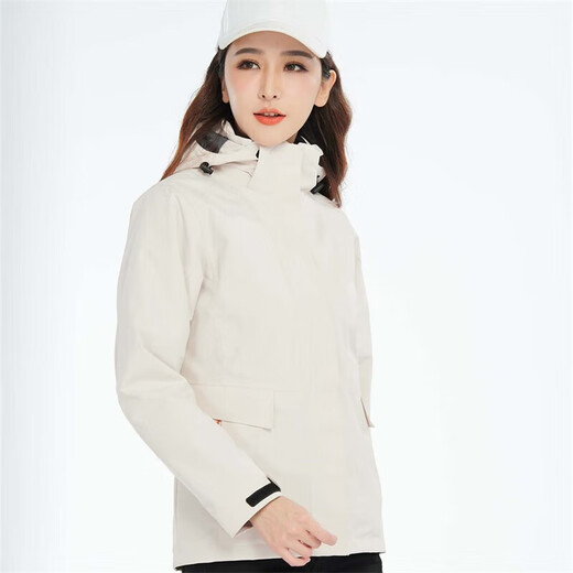 
BRELRMON Korean version of windproof jacket for women and men, outdoor coldproof three-in-one warm and removable ski mountaineering jacket jacket HS12805 m white-women M
