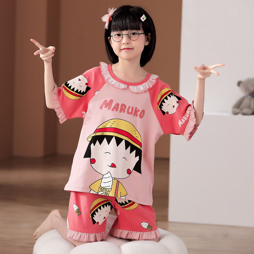 
Manido Summer Children's Kulomi Pajamas Thin Cartoon Set Little Girl Pure Cotton Short Sleeve Girls Home Cotton M6636 Women [Double Short] 100cm 8 size recommended 100-105cm