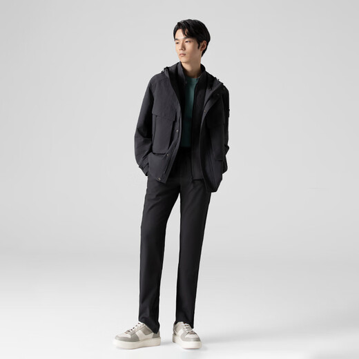 威可多（VICUTU）男士舒适御寒商务休闲风衣  蓝黑色 185/100A