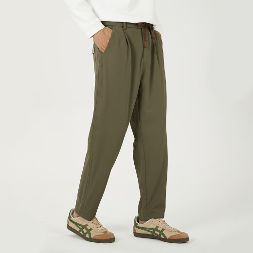 MARKLESS casual pants men's autumn and winter hanging easy-to-maintain smart pants four-sided elastic versatile simple trousers 4855 apricot green 30