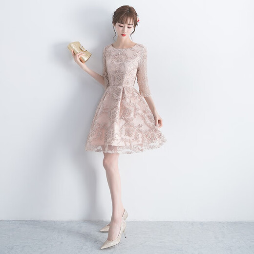 Seidler evening dress for women, banquet style, autumn short style, simple and elegant, noble lady, petite bridesmaid dress, short style XL