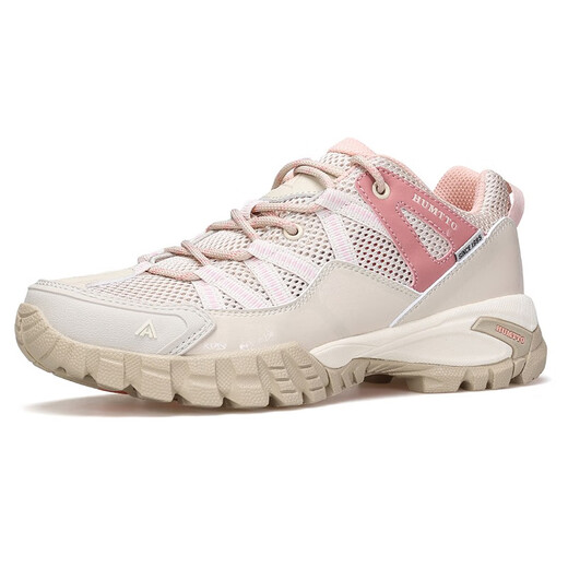 Humtto Outdoor Wanderschuhe Vier Jahreszeiten tragen resistente Nicht-Schlupf-Freizeitschuhe Mesh atmungsaktive Wanderschuhe Leichte Wanderschuhe Beige/Pfirsich Pink Women-755 (atmungsaktives großes Loch) 38
