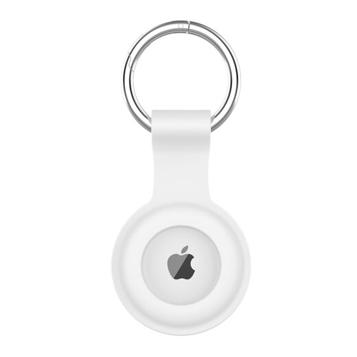 ESCASE Apple AirTag Silicone Protective Case Keychain Wireless Positioning Anti-Lost Artifact Tracker Protective Case White Air Tag Protective Case Silicone Short Style丨Moonlight White