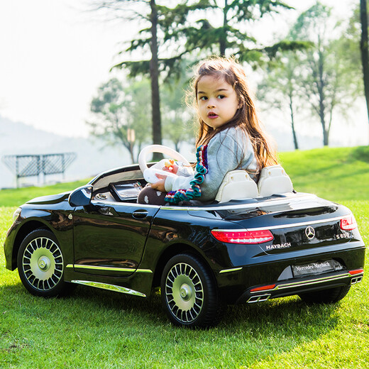 Geleoo para un automóvil eléctrico para niños Maybach de cuatro ruedas para el automóvil eléctrico para niños control remoto para el automóvil para bebés para el automóvil para bebés puede sentarse [el asiento de cuero negro exclusivo] + Touch Screen + todas las funciones Dual Drive