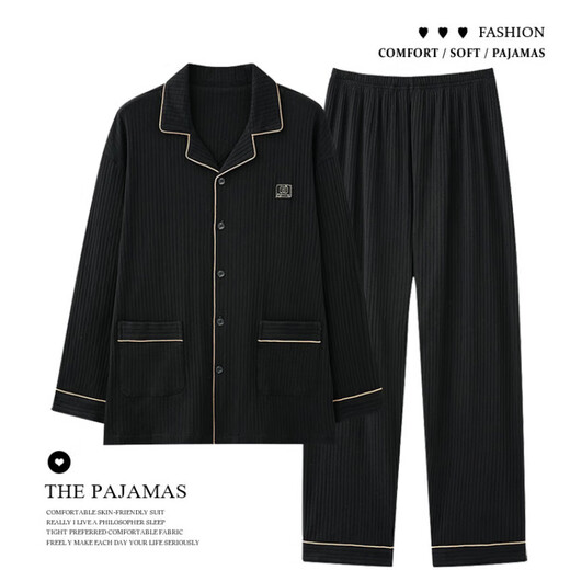 PALANDO MEN'S PEYJAMAS für Jungen Baumwoll Frühling und Herbststil 2024 Neue langärmelige Herbst- und Winter-große Teenager-Herren-Heimkleidung OMM-12014 Herren L. L.