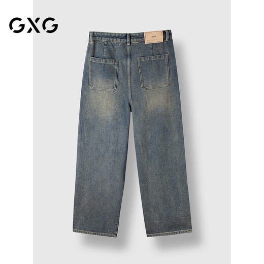 GXG男装2024年宽松阔腿牛仔裤男蓝色185/XXL