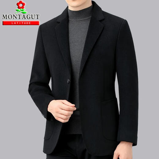 Mengtejiao Suit en laine décontracté importé Veste pour hommes Automne et hiver Business Coréen Version coréenne double face Cashmere Tweed Business Suit 3268 Modèles: Black 180/52