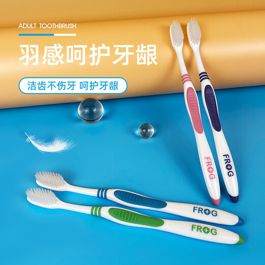 青蛙（FROG）套装系列成人牙刷4支装 柔丝软毛深层清洁家庭独立装