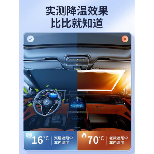OKIVICO汽车遮阳罩前挡遮阳伞隔热专用防晒前挡风玻璃停车内用车上帘挡板 通用大号尺寸为14079任意弯曲1