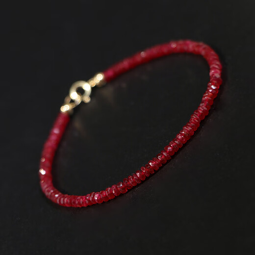 Huangben Sunset Rose Pigeon Blood Ruby Single Circle Bracelet Sand Gold Finishing Temperament Versatile Simple Personalized Bracelet Women's Gift Plain Chain Style With Extended Chain