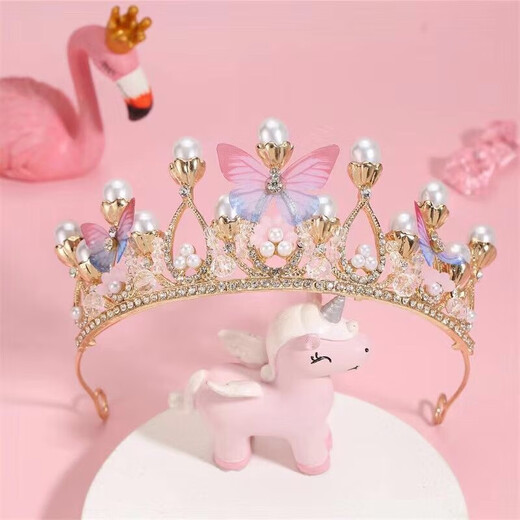 End of the World Crown Tiara for Children Princess Pink Girls Crystal Hair Accessories Baby Birthday Hair Crown Girls Performance Hairband Hair Gold Pink Diamond Crown 1 pc