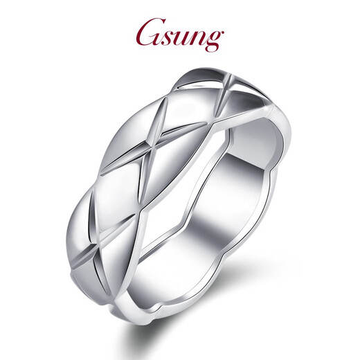 GsunG platinum men's ring PT950 men's and women's large rhombus pattern couple rings platinum glossy ring priced by gram contact before bidding