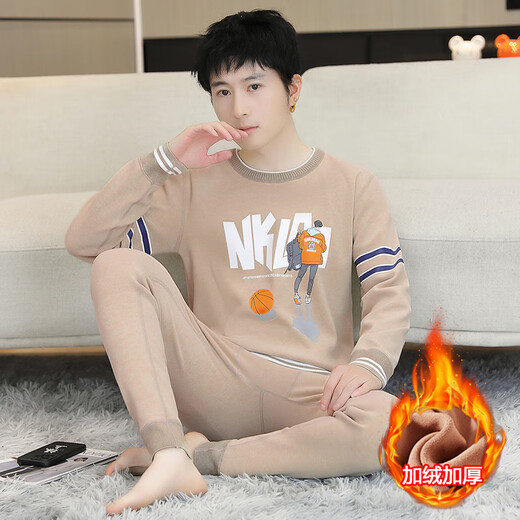 柏乐迪男孩保暖内衣套装初中学生加绒加厚棉毛衫青少年大童冬季秋衣秋裤 683灰色（上衣+裤子）加绒加厚 185 4XL 150-170斤左右